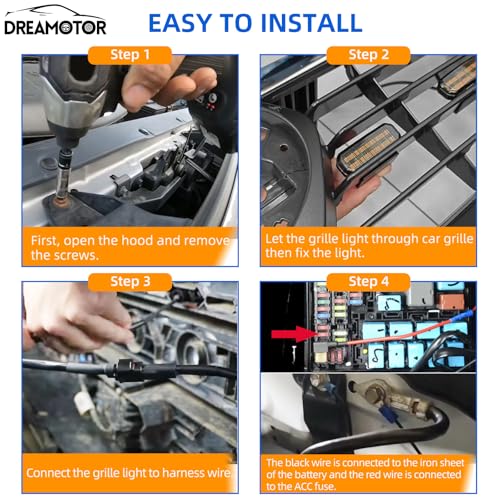 DREAMOTOR 4PCS luces LED para parrilla de auto universal miniatura 6