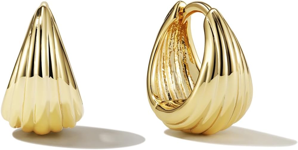 14K Gold Filled Hoop Earrings,925 Sterling Silver Huggie Earrings Hoops Earrings Trendy Chunky CZ Pin Earrings Jewelry Gifts for Women