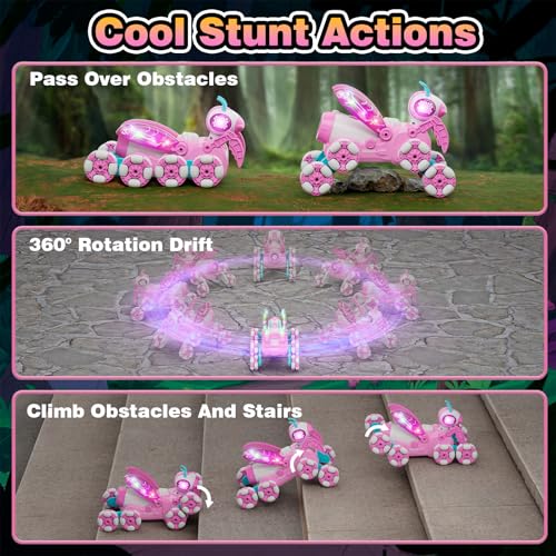 Terucle Remote Control Car, 8WD Bionic Mantis Toys with 360° Rotating Rc Drift Car | 2.4GHz RC Cars with Cool LED Lights, Music & Spray | Ideal Birthday Toys for Ages 8-13 Boys Girls — view 5