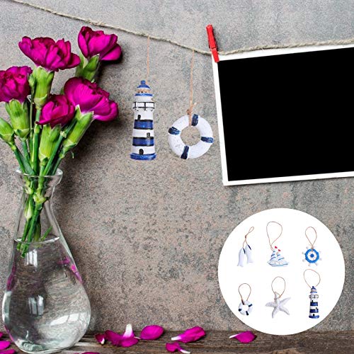 ABOOFAN 6 Peças Pequenas Decorações Suspensas Náuticas Miniaturas Mediterrâneo Veleiro Peixe Navio Â