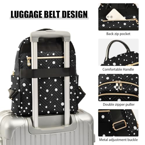 Image of ALAZA White Polka Dot Pattern Medium Backpack Purse for Women Travel Bag Fashion Daypack Back Pack Shoulder Bag