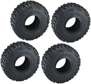 GPM Upgrades 1.0 Inch High Adhesive Crawler Rubber Tires 60mm X 22mm with Foam Inserts for 1/18 4WD TRX4M Ford Broncoï¼ˆ97074-1ï¼‰/ TRX4M Land Rover Defenderï¼ˆ97054-1ï¼‰/ SCX24 Rc Cars (TRX4MZSP20A-BK)