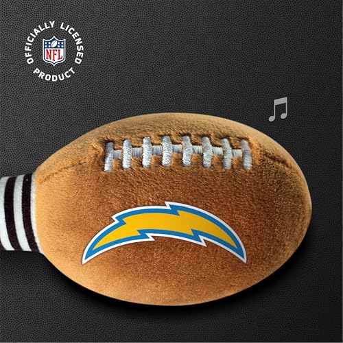 Image of Los Angeles Chargers Plush Football Rattle by Smilo - Officially Licensed NFL Baby Rattle Toy - Soft Baby Rattle with Bell - for Babies and Toddlers from 3 Months