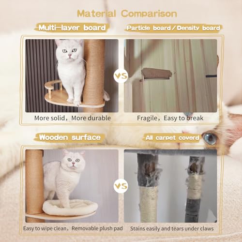 Elegaif Árvore de gato do chão ao teto altura ajustável (95-120 polegadas) – Torre de gato alta de 5