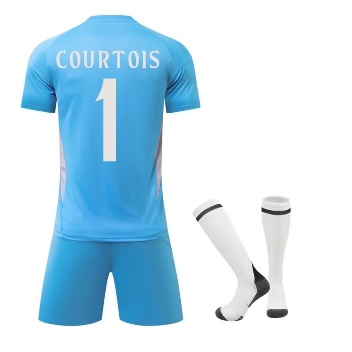 24/25 Light Blue Activewear No.1 Courtois Soccer Fans Training Shirt Kits for Boys and Adult