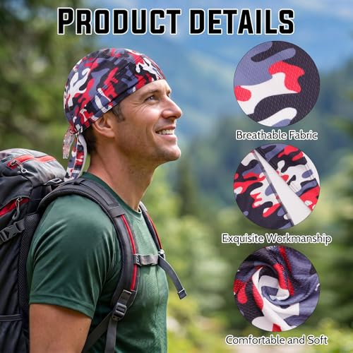 Image of 8 Pack Do Rag Skull Caps for Men Cap Bandana Hat Sweat Wicking Cooling Helmet Liner Cycling Beanie Head Wraps Rag