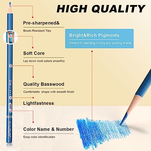 Image of KALOUR Premium Colored Pencils,Set of 120 Colors,Artists Soft Core with Vibrant Color,Ideal for Drawing Sketching Shading,Coloring Pencils for Adults Beginners