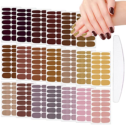 Jerclity 280 Pieces 20 Sheets Dark Solid Color Nail Polish Strips Nail Wraps With Nail File Self-Adhesive Gel Nail Strips Classic Retro Nail Stickers Full Nail Wraps For Women Girls Nail Art #TOP8