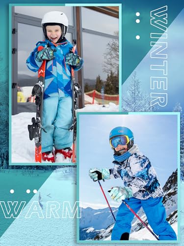 Image of Honoson 2 Pairs Kids Snow Gloves, Winter Waterproof | for Outdoor Snowboard Sledding, Warm Fleece Lining, Windproof, Adjustable Wrist Strap, Youth Cold Weather Ski Glove