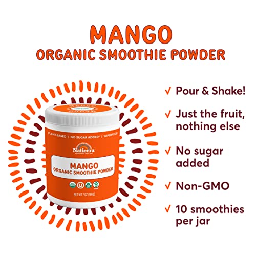 Natierra Mango Organic Smoothie Powder | Usda Organic, Vegan & Non-Gmo | 7 Oz Jar (Pack Of 2) #TOP2