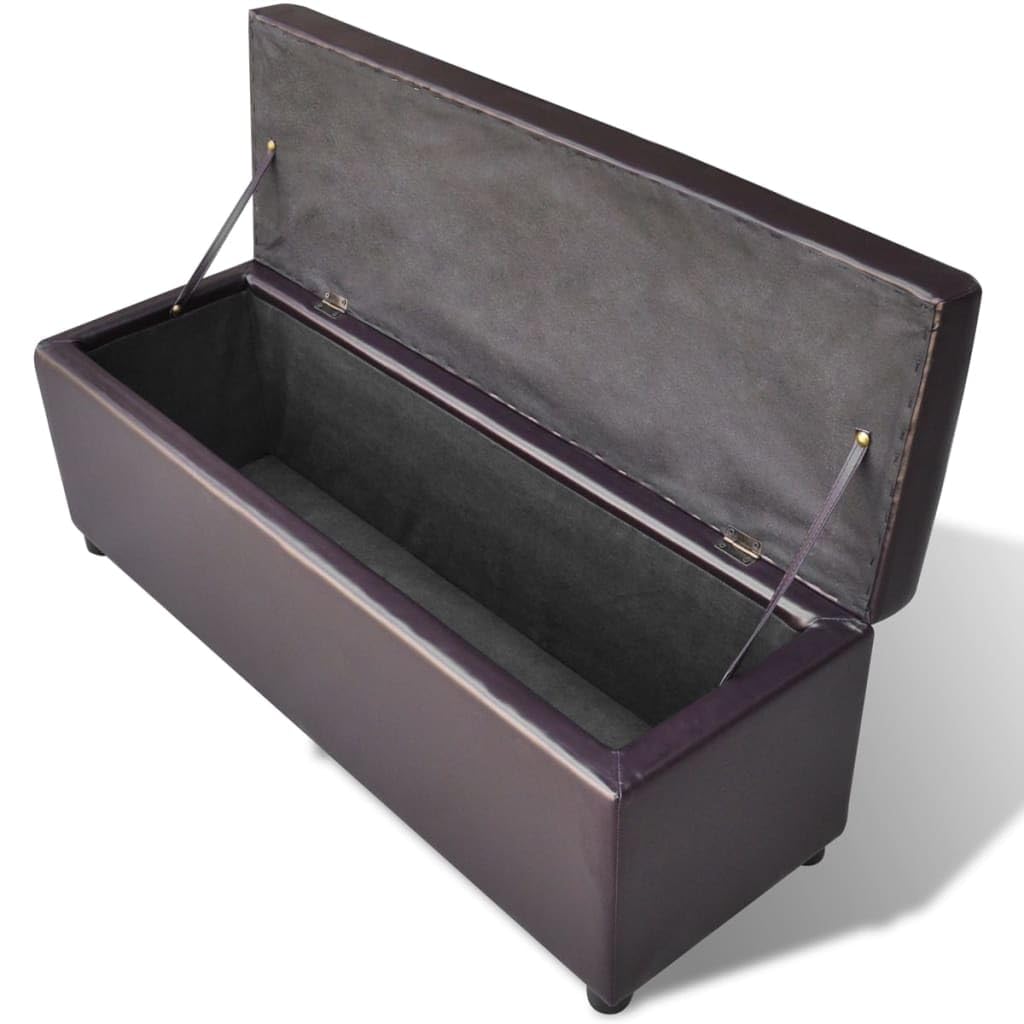 Baúl de madera con cojín de asiento, 116 x 39 x 44 cm, marrón, 100% PVC, taburete con espacio de almacenamiento, banco acolchado con baúl grande, aspecto vintage para pasillo, salón