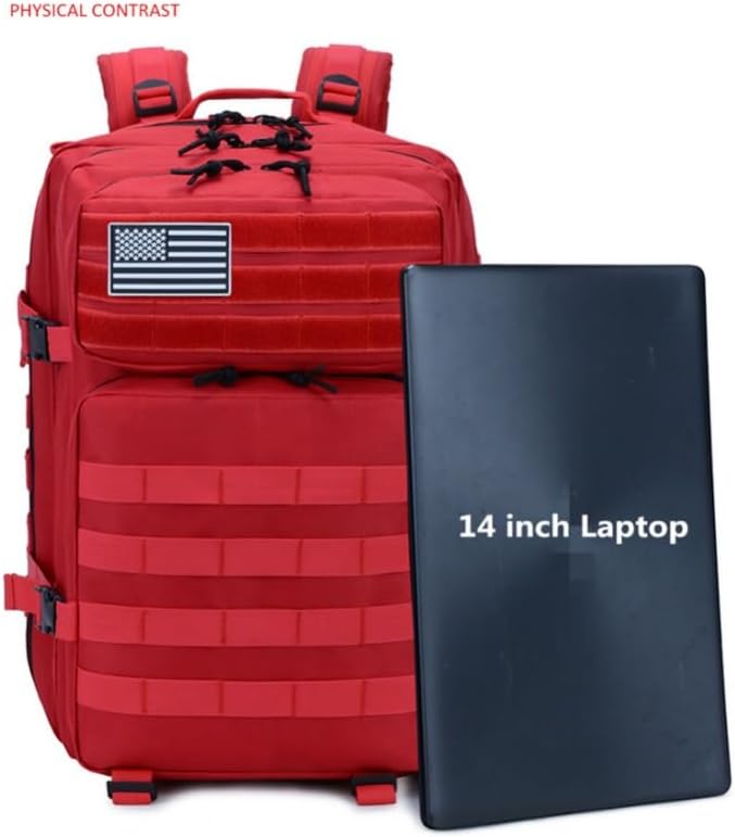 45L Military Tactical Backpack for Men & Women Bug Out Bag Assault pack Molle Daypack Hiking Trekking Rucksack(Red) - Image 6