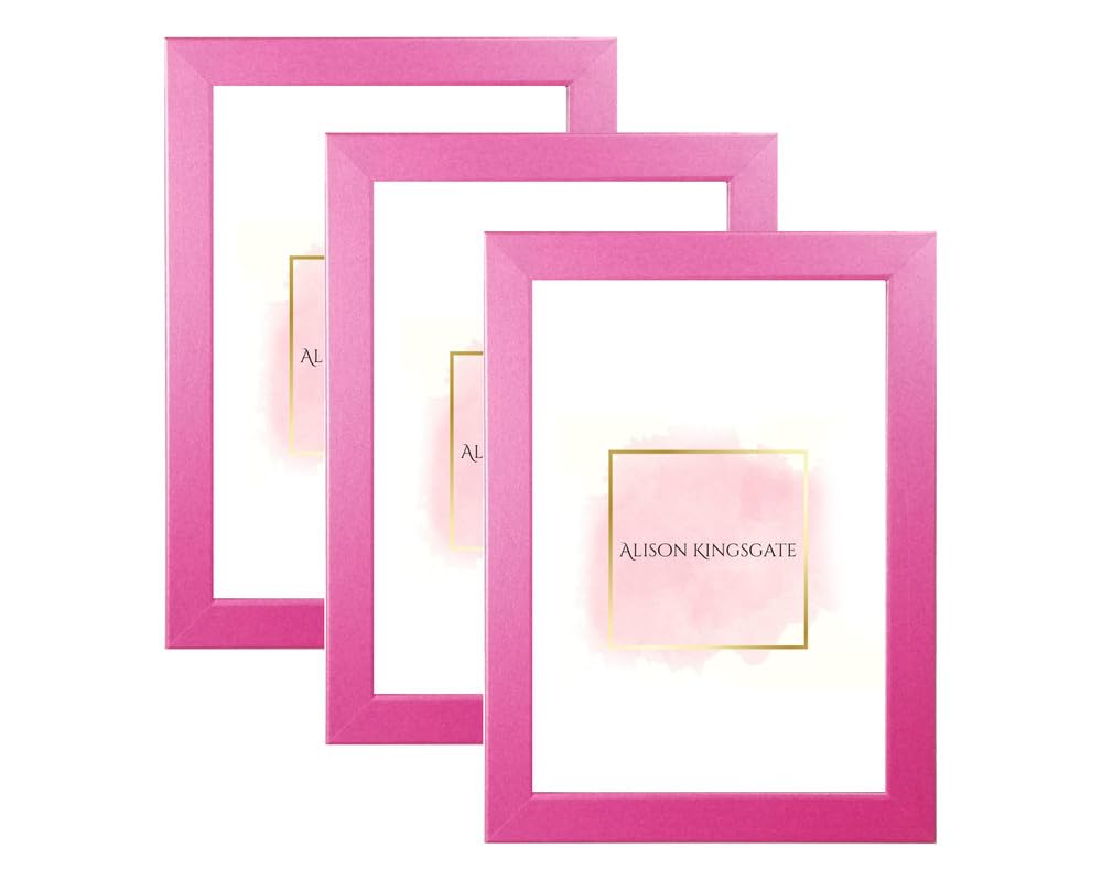 Alison Kingsgate Modern A4 PINK Photo Frame Pack of 5-Engineered Wood Picture Frames with Shatterproof Perspex - Ideal for Artwork-Wall Mount or Tabletop - Multiple Sizes & Colours Available — image 1