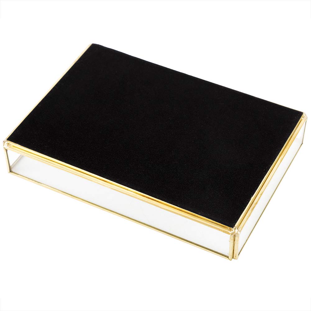 Vassoio per Gioielli e Trucco, Elegante Organizzatore Decorativo Dorato in Vetro a Specchio con Struttura in Metallo Fondo Riflettente 3 Dimensioni per Bagno e Camera da Letto