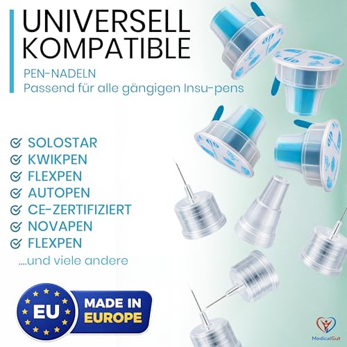 MedicalGut Sterile Einweg-Nadeln 31G (0,25 x 8 mm) – 100 Stück mit Schutzkappe | Präzisionsnadeln aus Edelstahl für Labor, Industrie, Kosmetik & technische Anwendungen