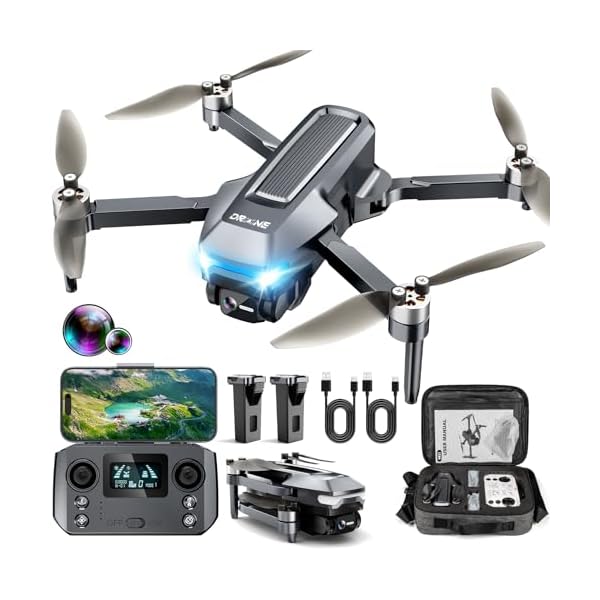 Drone with Camera 4K, FPV Drones 248G RC Plane GPS Drone for Adults with Brushless Motor, 5G Transmission, Waypoint Fly, Auto Return, Gesture Control, Batteries, 46Mins Flight