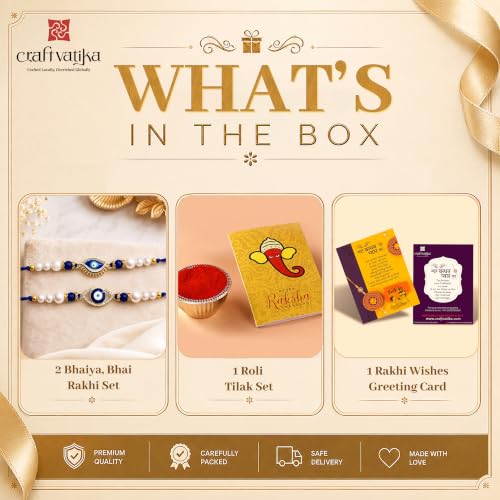 Image of CraftVatika Evil Eye Rakhi Set for Brother, Premium Evil Eye Designer Rakhi Set of 2, Rakhis for Rakshabandhan, Protective Nazar Raksha Sutra, Raksha Bandhan Thread with Best Wishes Card & Tillak Set