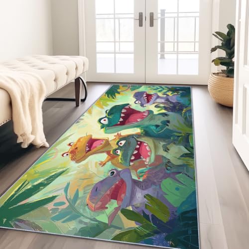 Tapis de sol cuisine et salle de jeu motif jungle vert 80x300 cm - 2