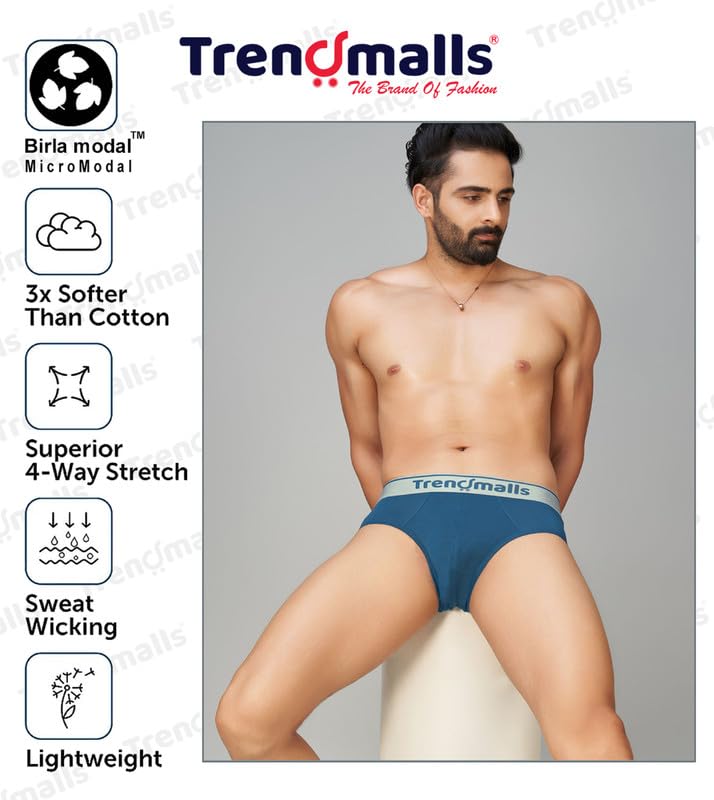 Image of TRENDMALLS Men's Birla Micromodal Regular Fit Solid Men Underwear Briefs with No Marks Waistband