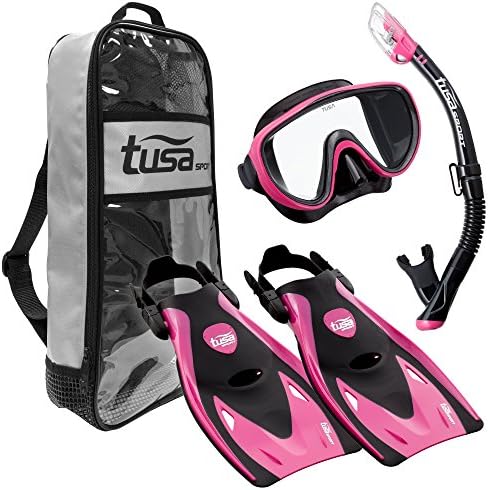 TUSA Sport Adult Black Series Serene Mask, Dry Snorkel, and Fin Travel Set