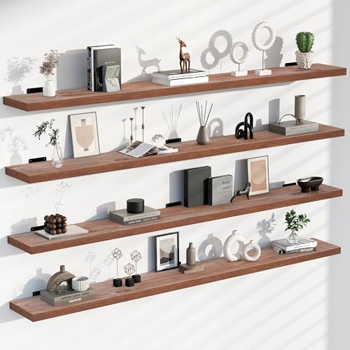 TEDIDUWA 60 Inch Floating Shelves Set of 4, Brown Solid