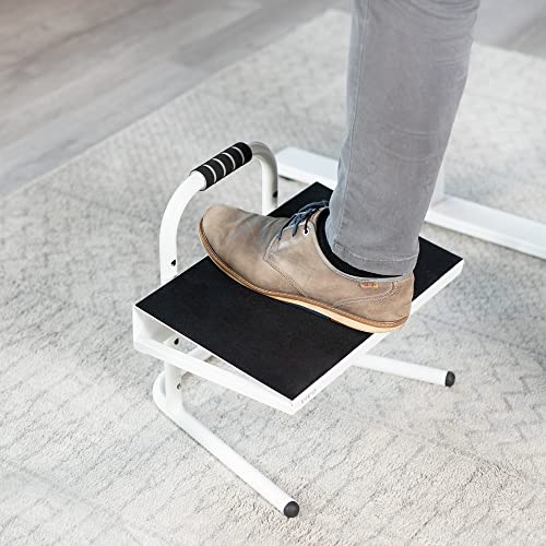 Image of VIVO Ergonomic Height Adjustable Foot Rest Relief Platform, Elevated Stool for Comfortable Sit to Stand Workstation, Non-Slip Surface, Portable, Home Office Classroom Use, White, STAND-FT01W