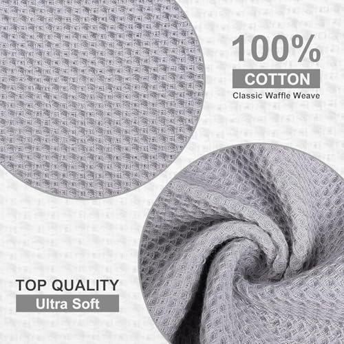 Image of 100% Cotton Kitchen Dish Cloths, 6 Pack Waffle Weave Ultra Soft Absorbent Dish Towels for Drying Dishes Quick Drying Kitchen Towels Dish Rags, 13.4 X 13.4 Inches (Light Grey, Pack of 2)