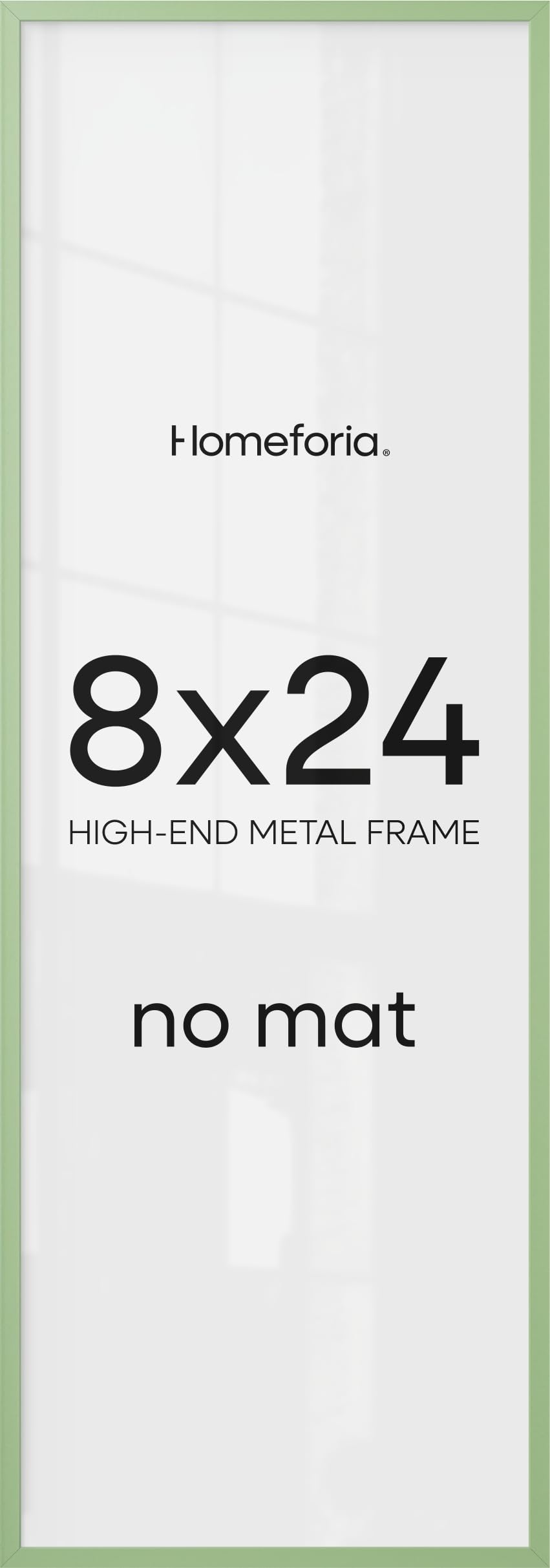 Homeforia 8x24 Green Panoramic Picture Frame, High-End Metal, Glass | High End Aluminum, Tempered Glass, 8x24 in Edge-to-Edge Display 24x8, Wall Kit, Set Of 1