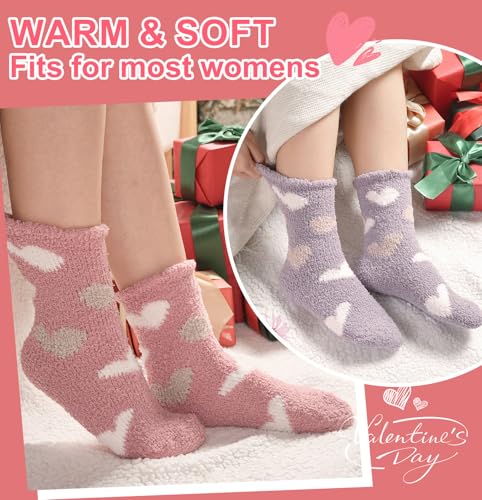 Image of Toes Home Fuzzy Socks for Women, 6 Pairs Cozy Winter Fluffy Slipper Socks | Ultra Soft Thick Warm Fabric, Comfortable Indoor Home Socks, Fluffy Holiday Gifts for Ladies, Ideal for Lounging or Sleeping