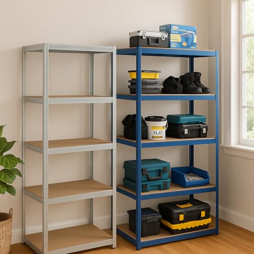 5 Tier Storage Rack Heavy Duty Shelving Galvanised Steel Garage Shelves | Heavy Duty Shed Storage Racking Shelf | For Warehouse, For Workshop | For Office (Silver, 150cm x 70cm x 30cm, Pack of 1) - Image 4