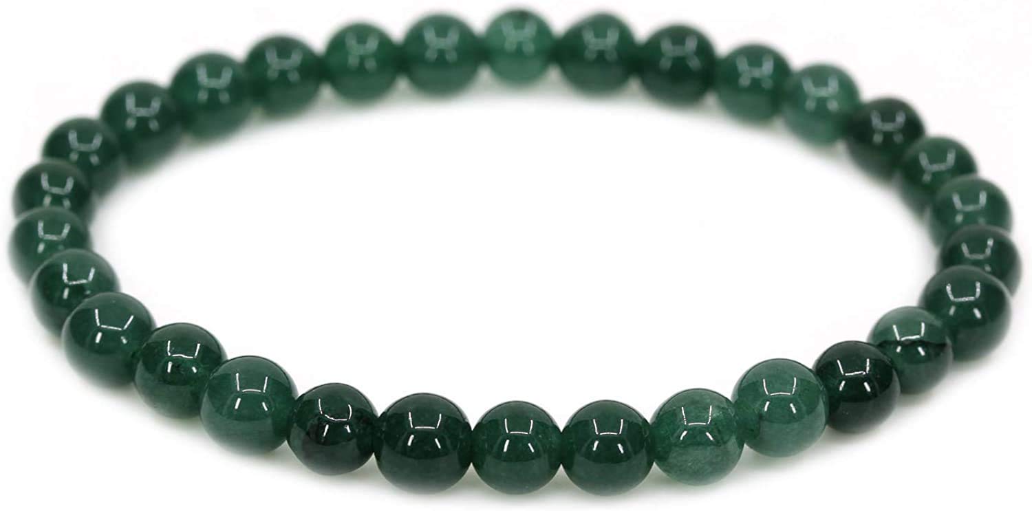 Angelstones Natural Gem Semi Precious Gemstone 6mm Round Beads Stretch Bracelet 7" Unisex