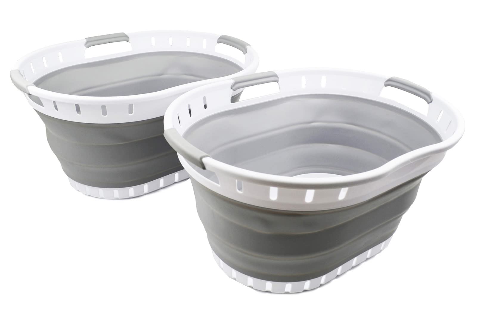 SAMMART 25L (6.6 gallons) Collapsible Plastic Laundry Basket/Hamper - Foldable Pop Up Storage Container/Organizer - Portable Basket - Space Saving (Set of 2)