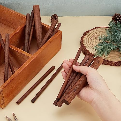 OLYCRFAT 14 Pcs 4 Size Walnut Dowel Rods 6 Inch Length Dowel Rods Wood Sticks Unfinished Round Sticks Wooden Carving Blocks Waxed Wooden Sticks for Building Model Material DIY Craft - Coconut Brown - Thumbnail 3