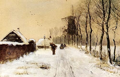 Cuadro en lienzo decorativo de 60x90cm para hogar y cuadro artístico de paisaje rural de invierno