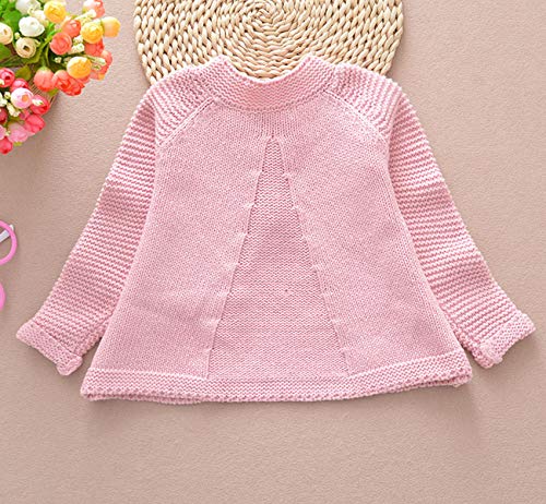 Willow Dance Toddler Baby Girls Autumn Winter Clothes Button Knitted Sweater Cardigan Cloak Warm Thick Coat (Pink, 3-4 Years)