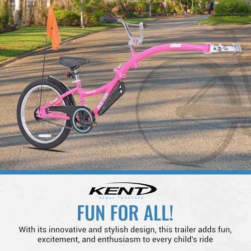 KaZAM Co-Pilot Bike Trailer - 20 Inch Bike Trailer with Adjustable BMX Stem and Handlebar - Lightweight Aluminum Frame and Padded Saddle for Cycling - Perfect for Family Rides - Pink