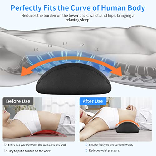aopow Lumbar Support Pillow Lumbar Pillow - Back Support Memory Foam Pillow for Sleeping in Bed Waist Support Cushion for Lower Back Pain Relief Side Sleep for Bed Couch & Chair - Thumbnail 4