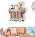 GAHEUNBB Medal and Trophy Display Shelf with Hooks, Wooden Medal Holder Trophy Hanger Rack, Wall Mounted Trophy Race Metal Hanger Awards Display, Wood Color