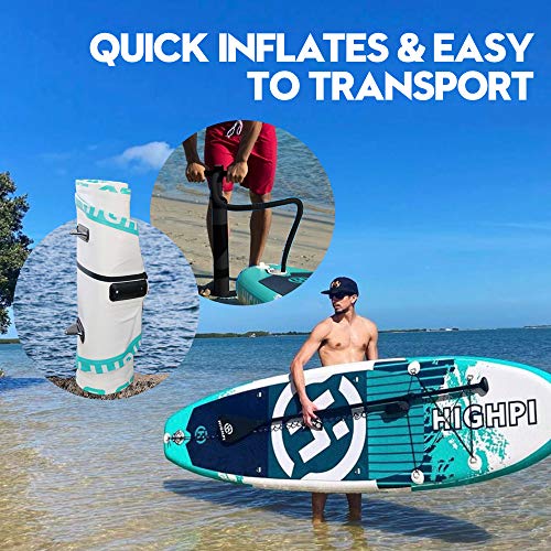 Highpi Inflatable Stand Up Paddle Boards, 10'6''X32''X6'' Sup With Accessories Backpack Anti-Slip Deck, Leash, Paddle And Hand Pump, Pink&Green Paddle Board Standing Boat For Youth & Adult #TOP5