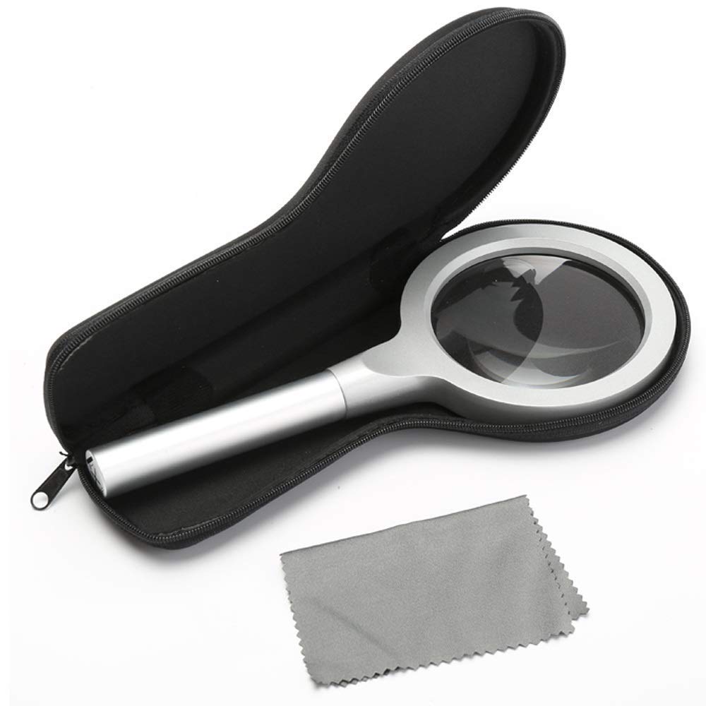 Lupa HD 3X de Vidrio, Lectura, Lupa óptica de Mano con luz LED, portátil de Mano de 240 mm