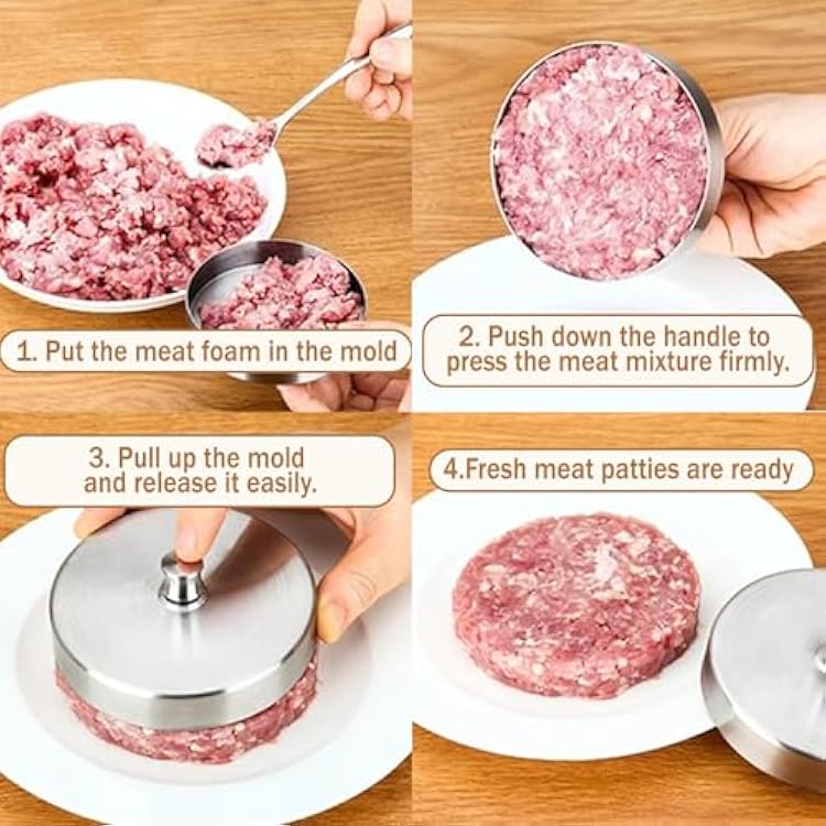 Hamburger Press Patty Maker, Burger Press Patty Maker 3.7 304 Stainless Steel with Color Box