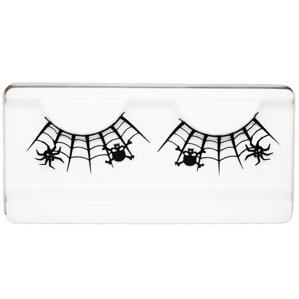 EMILYSTORESDark Skull And Spider Web Black Lace Paper Lashes Fashion Costume Party False Eyelashes 1 Pairs