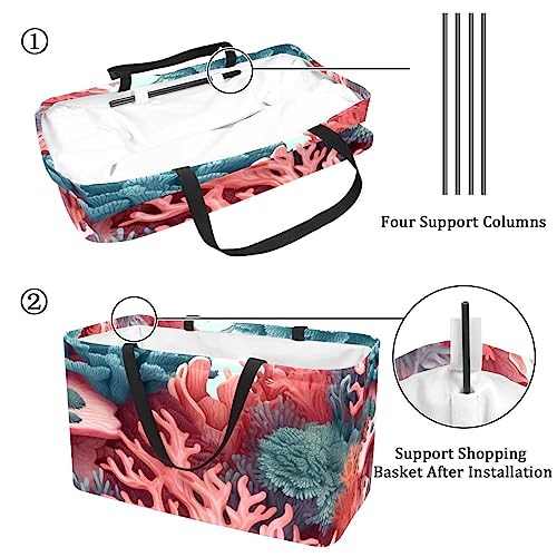 Panier de rangement réutilisable pliable avec motif corail - 4