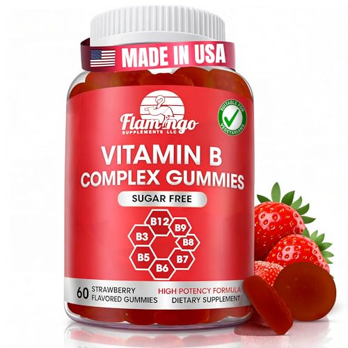 Sugar Free Vitamin B Complex Gummies - Vitamin B12, B7, B6, B3 (Niacin), B5, B8, B9 (Folate)- Third Party Tested- Prenatal, Vegan Diet, Older Adults - B Complex Vitamin Supplement- 60 Gummy Bottle