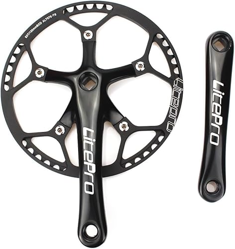 FOMTOR Fahrradkurbel Kurbel, Mountain Bike Kurbelarm Set 170 mm 130 BCD, Kurbelgarnitur 53T Single Speed, mit Schutzabdeckung für Singlespeed Faltrad Bahn Fixed-Gear Fahrrad