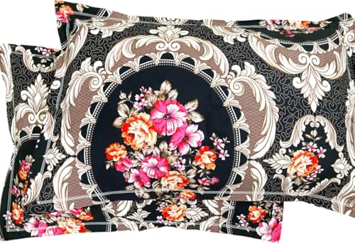 Image of Avinya 250 TC Premium 7D Printed Cotton Feel Elastic Fitted Single Size Bedsheet with 1 Pillow Covers |48 inch x 72 inch| Fits up to 6-Inch Mattress |7D Gulab