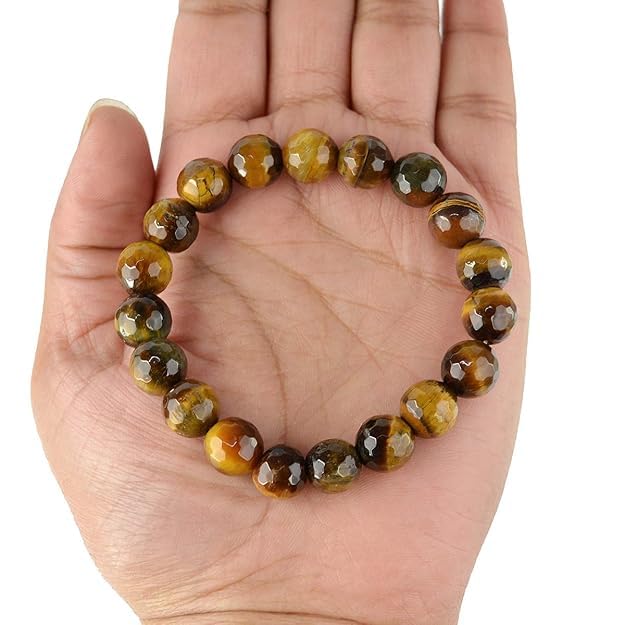 Image of Reiki Crystal Products Certified Natural Crystal Stone Diamond Cut /Faceted 10 mm Beads Bracelet for Men & Women | Reiki Charged Gemstone Jewellery | Multiple Stone Variants Available