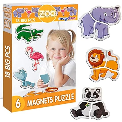 Magnetic Puzzles for Kids by MAGDUM Zoo - Toddler puzzles 3 year old - Baby Puzzles Animals Magnets for Fridge - Large Puzzles for Toddlers - Educational Kids Puzzles Age 3 - Baby Puzzle Cover