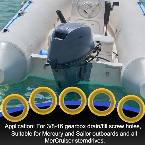 Image of 12pcs 26-830749 Gearcase Drain Plug Seal Washer Gaskets, Lower Unit Grease Gaskets Washer Drain Plug Seal Gearcase Lube Drain Screw Washer Compatible with Mercury Marine /Mercruiser