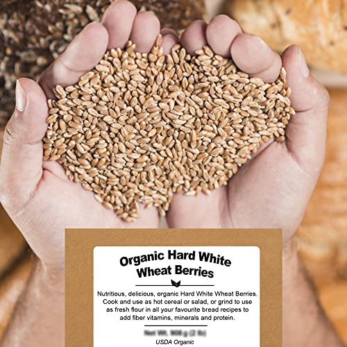Organic Hard White Wheat Berries (5Lb) Be Still Farms - Healthy Diet Whole Grains Bulk - Ideal For Soups, Salads, Flour, Bread - High In Fiber & Protein | Usa Grown | Usda Certified | Vegan | Non-Gmo #TOP4